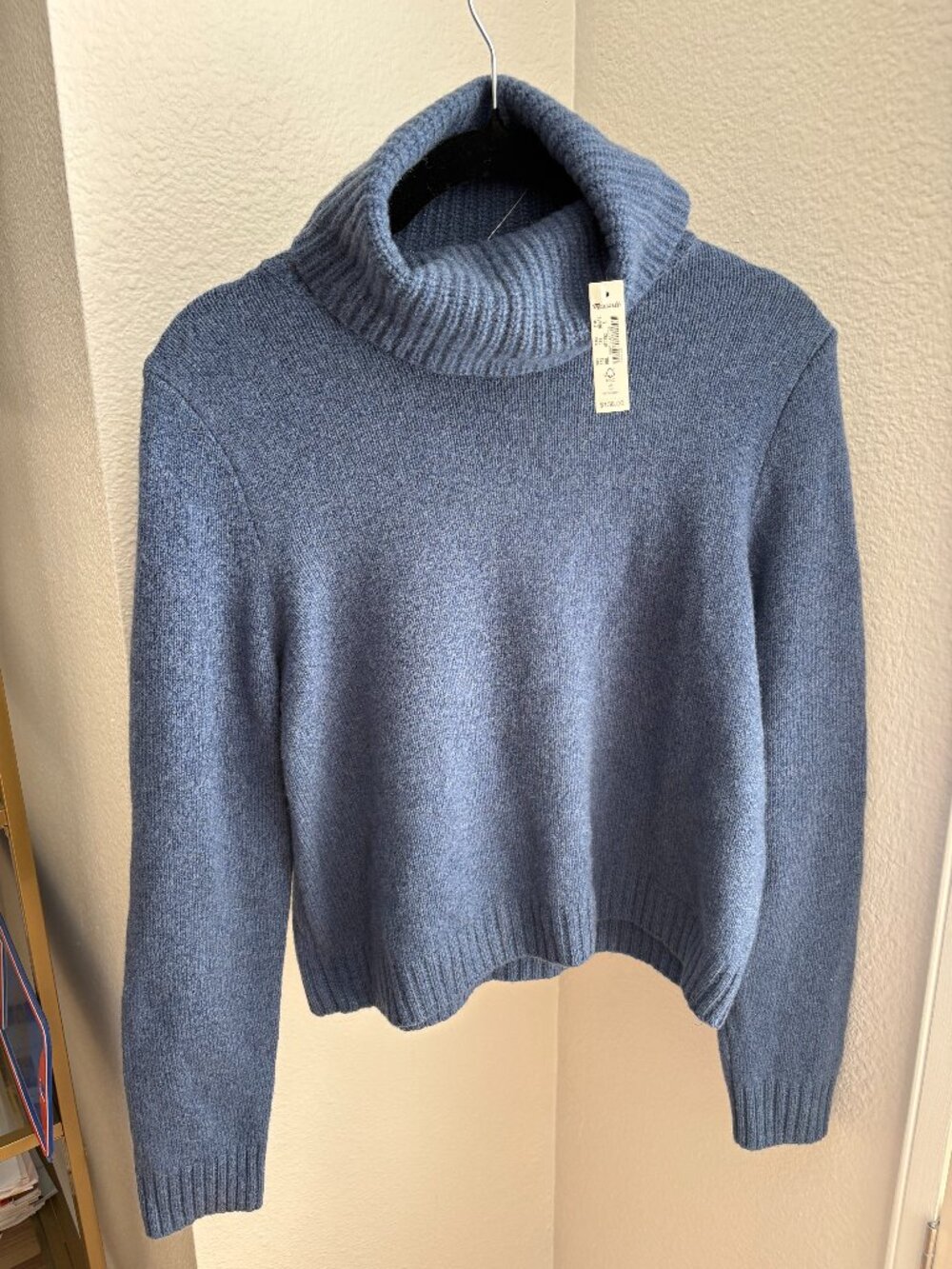 Madewell Chunky Cowl Neck Sweater, Heather Blue, Sz S, NWT